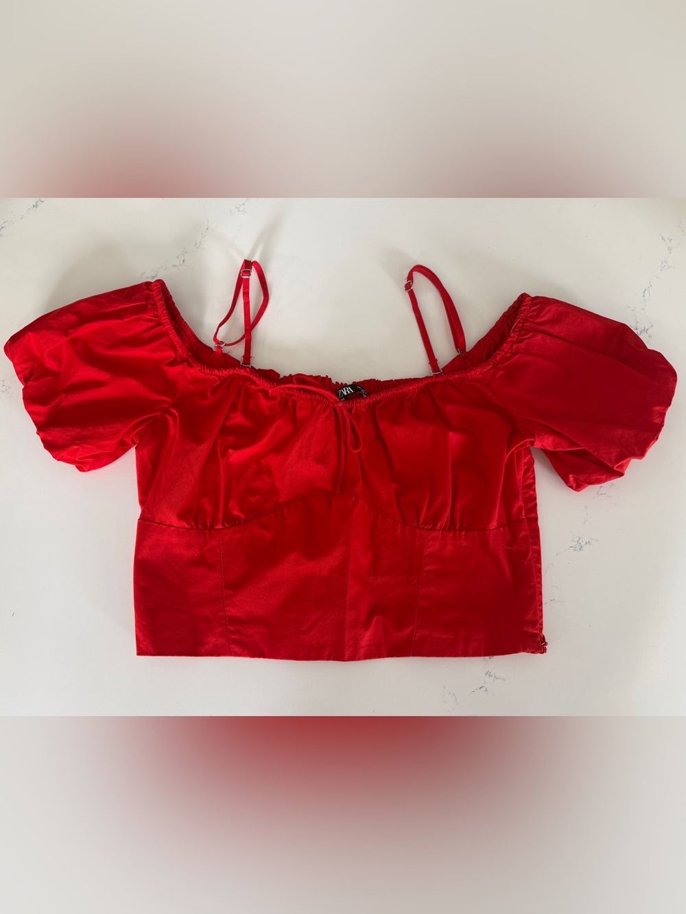 ZARA Red Satin Bustier with Adjustable Straps